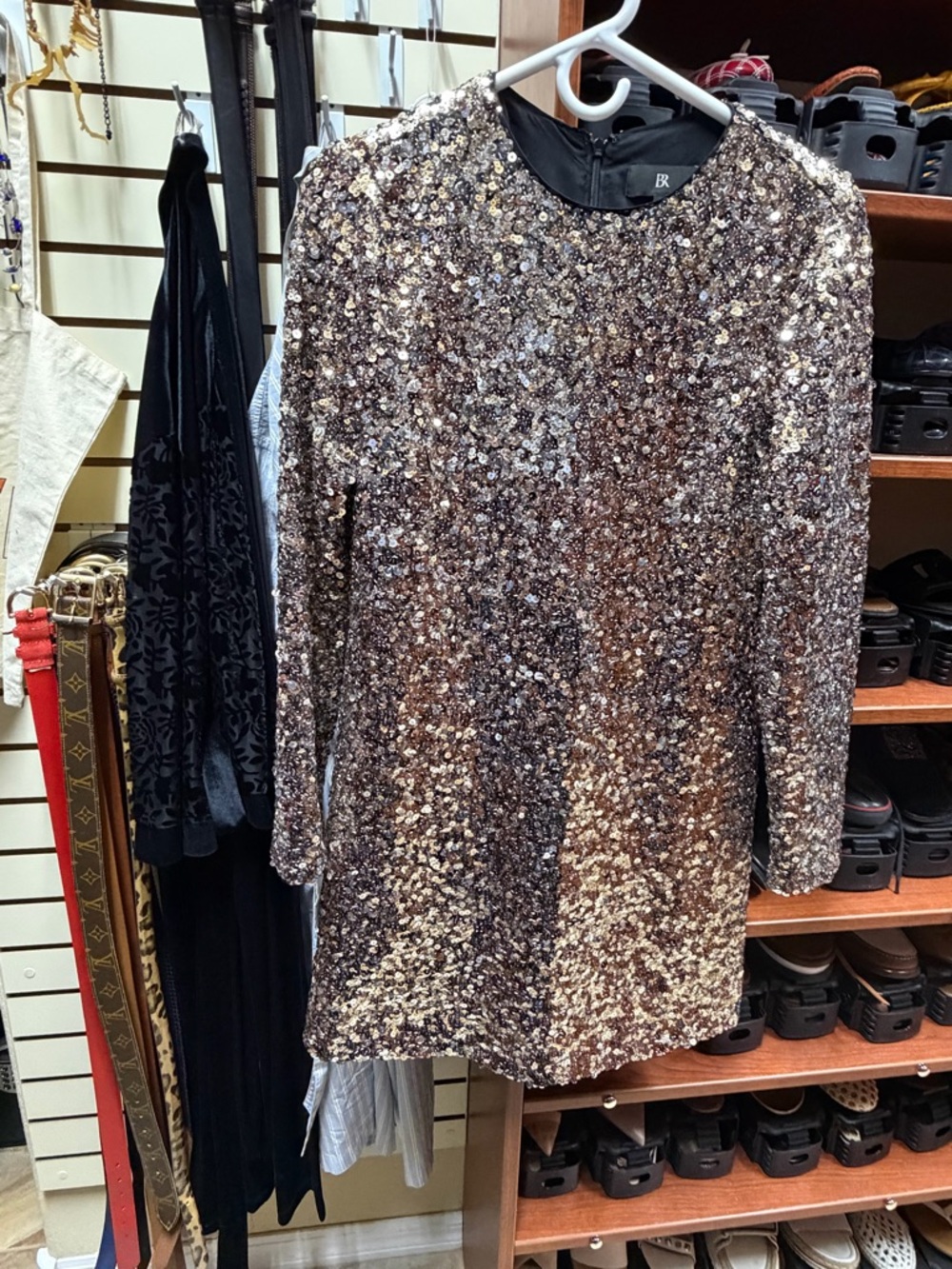 Banana Republic Mixed Metallic Sequin Top in Bronze, Gold & Silver